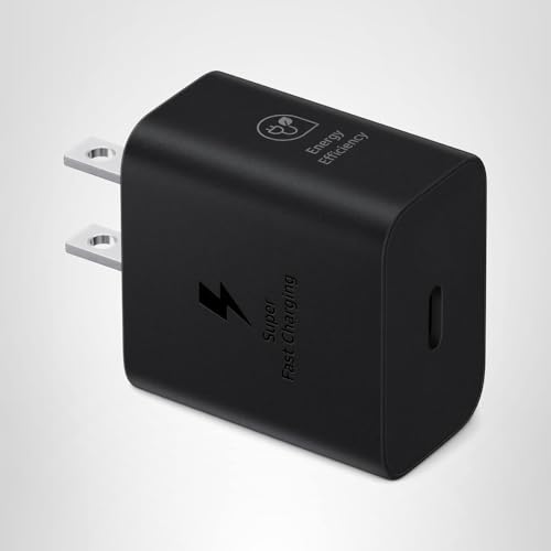 Samsung 25W wall charger is compact and travel-friendly for quick power on the go.
