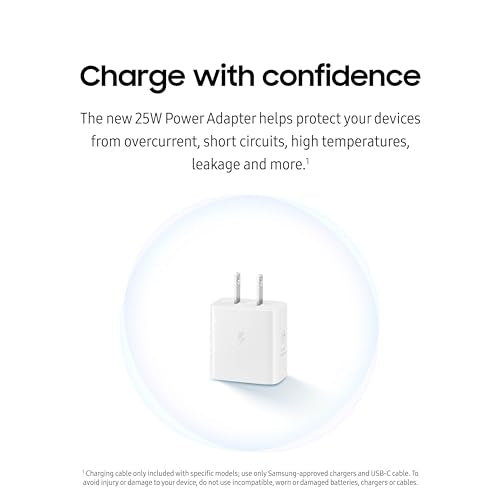 Samsung 25W wall charger is travel-friendly for busy days.