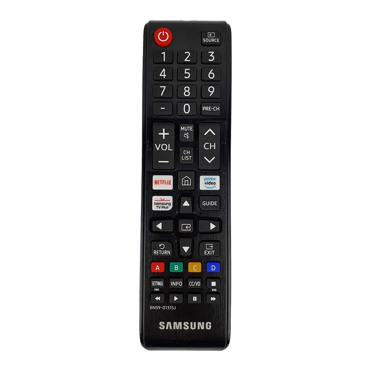 Samsung BN59-01315J remote front view with Netflix hotkey for quick streaming.
