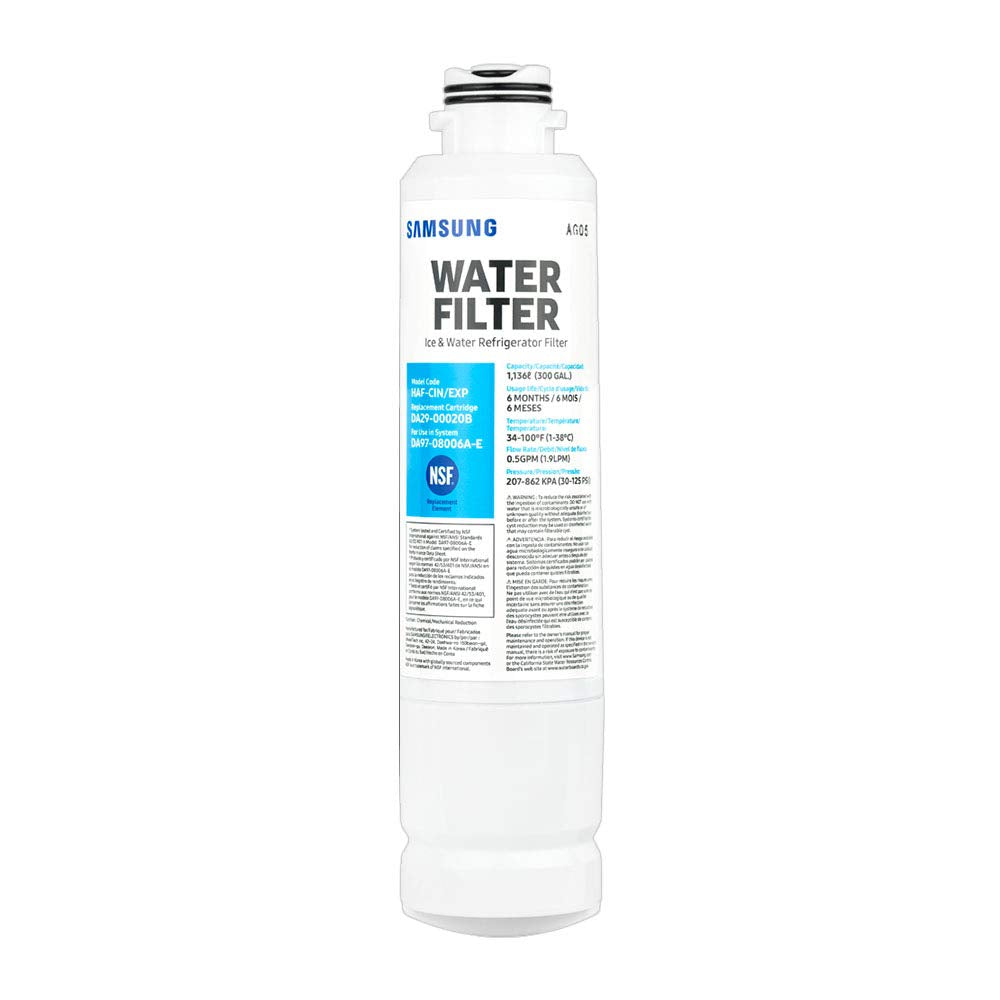 Samsung DA29-00020B filter front view, delivering clean, fresh-tasting water for your fridge.