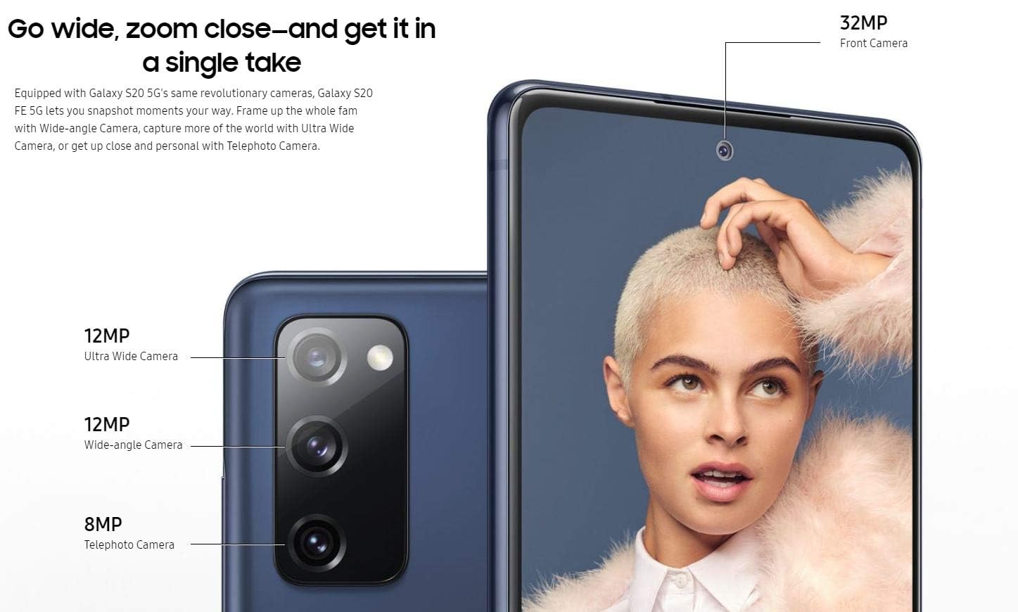 Samsung Galaxy S20 FE 5G Cloud Navy unlocked compatibility with major carriers.