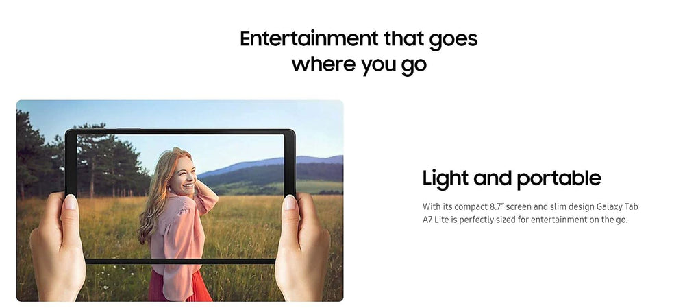 Samsung Galaxy Tab A7 Lite camera with 8MP rear and 2MP front
