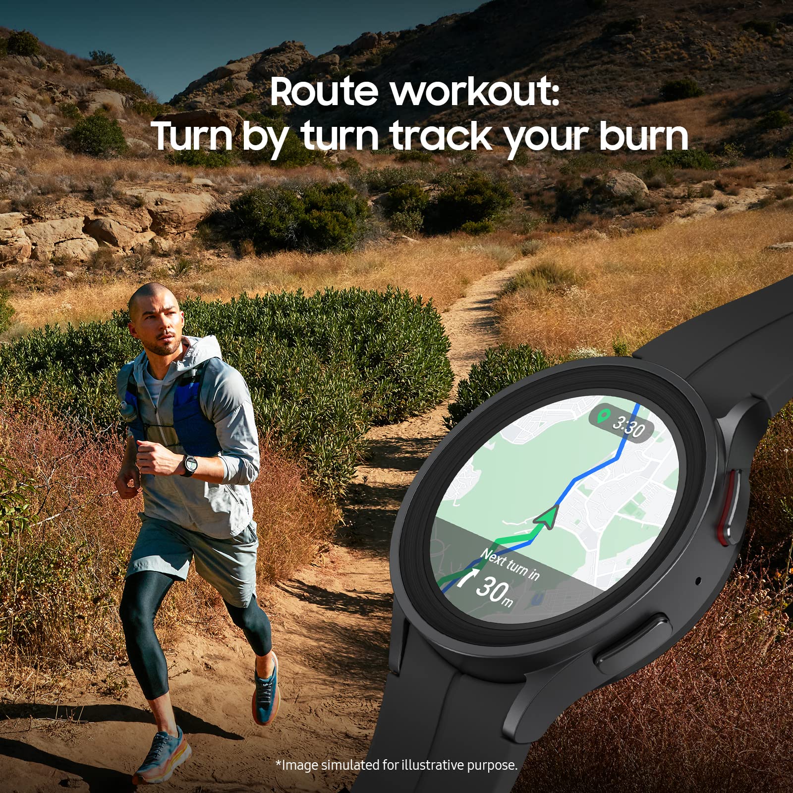 Samsung Galaxy Watch5 Pro BioActive sensor measuring heart rate and body stats.