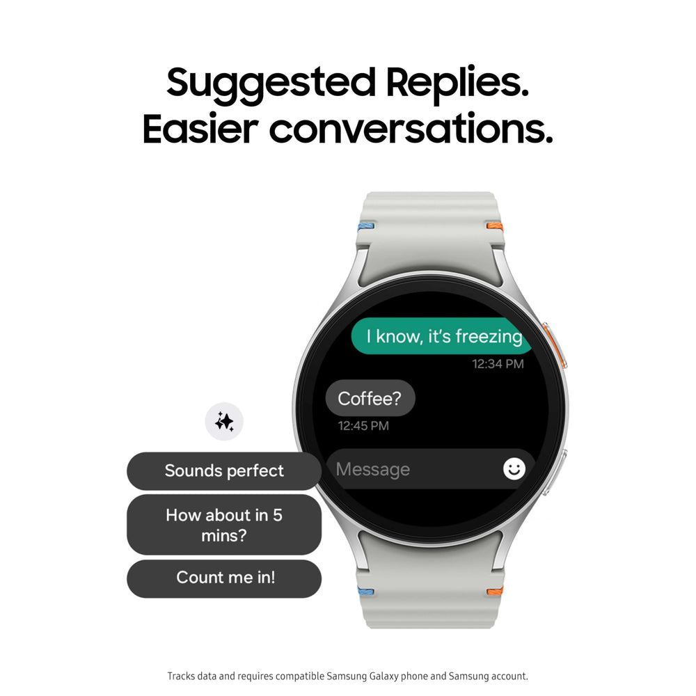 Wellness tips panel on Samsung Galaxy Watch7 44mm offers personalized suggestions.