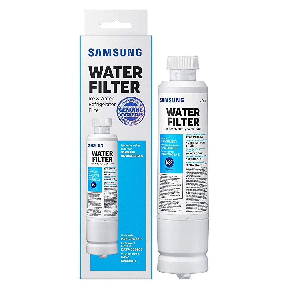 Samsung HAF-CIN-EXP premium filter packaging for easy tool-free installation.