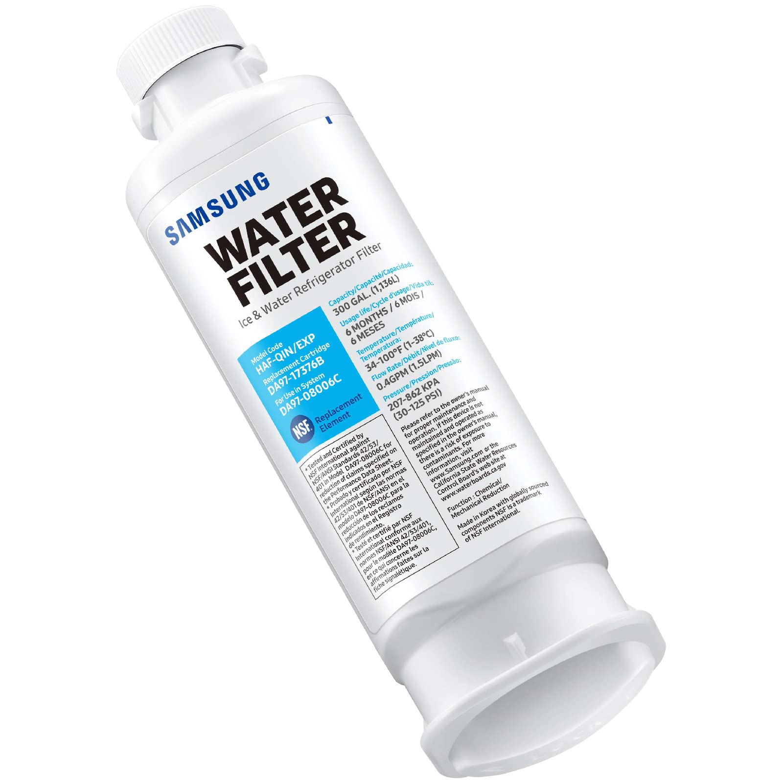 Samsung HAF-QIN-2P/EXP water filter delivering clean, fresh-tasting water.