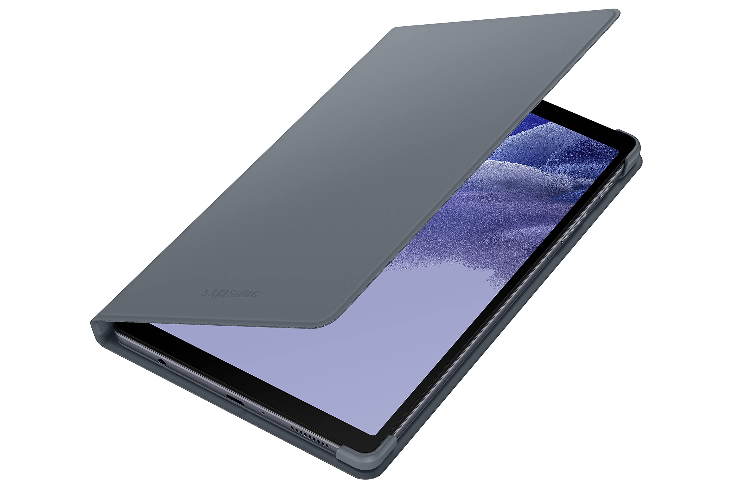 Samsung Tab A7 Lite display on—crisp visuals for streaming.