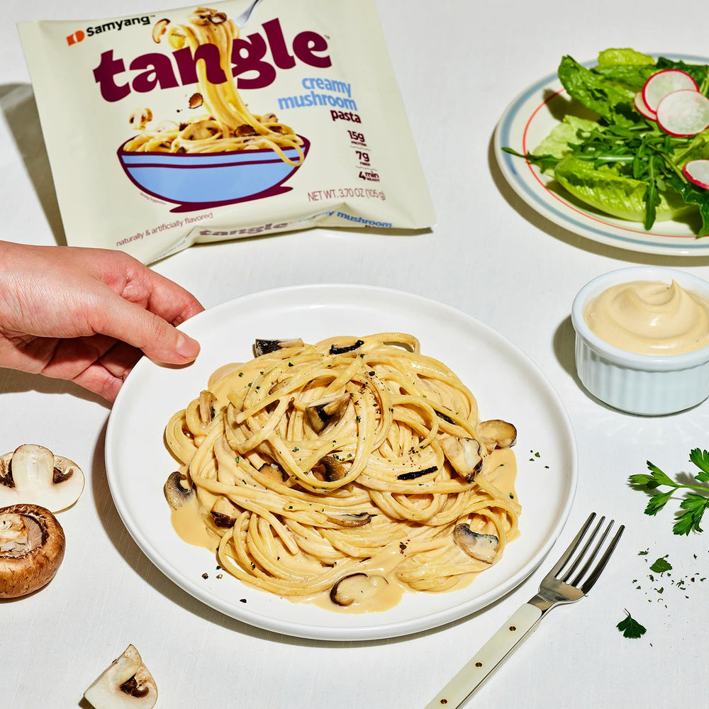 Samyang air-dried linguine texture closeup demonstrates firm bite and al dente potential.