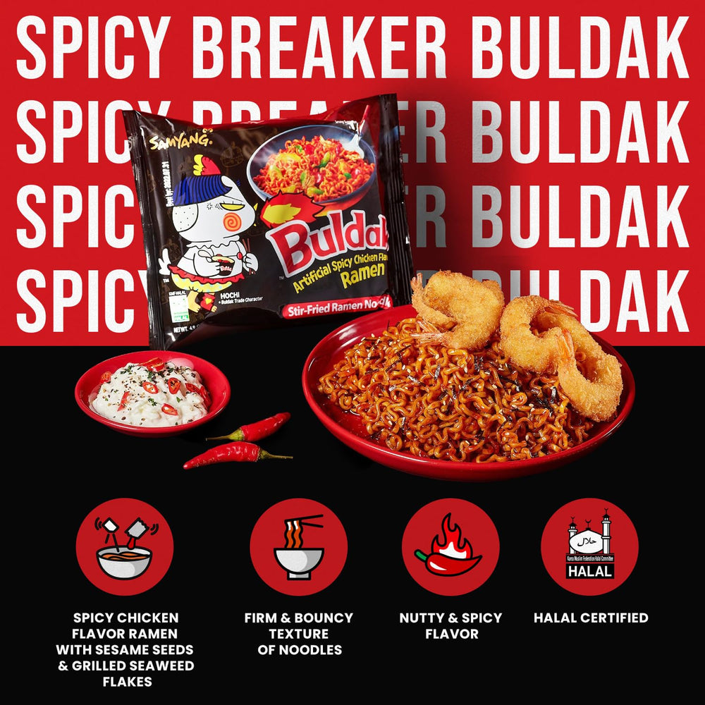 SAMYANG Buldak chewy-noodles close-up showing texture and heat