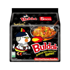 Samyang Buldak Spicy Ramen 5-pack in red packaging for bold, quick meals