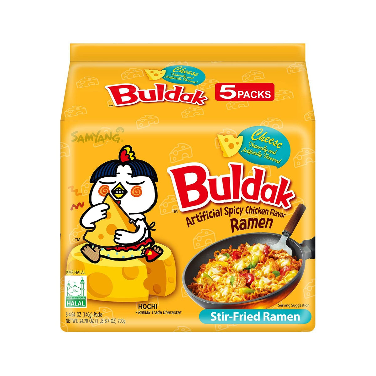 Samyang Buldak Spicy Ramen Cheese 5-pack, bold heat and rich cheese flavor to savor