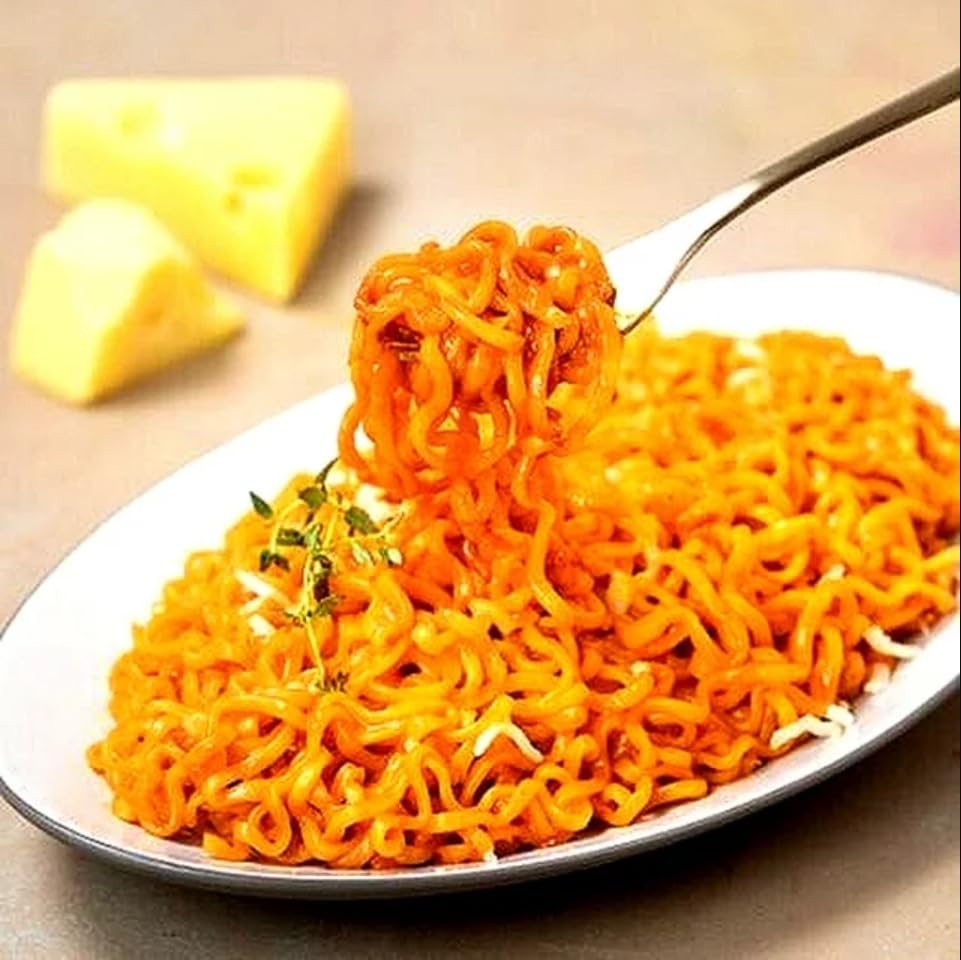 Samyang sauce packet close-up highlights spicy cheese sauce for a bold flavor boost.