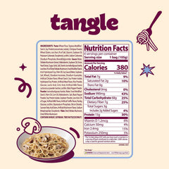 Samyang Tangle linguine closeup with mushroom sauce highlights luxurious velvety texture.