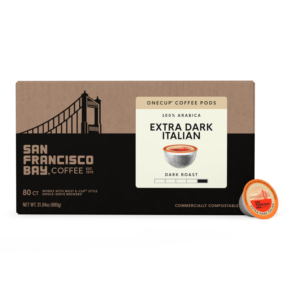 San Francisco Bay 100% arabica beans in a premium pod for smooth flavor
