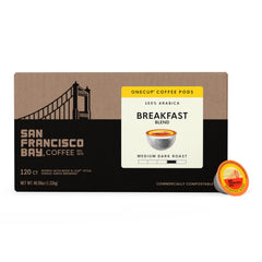 San Francisco Bay Breakfast Blend arabica beans deliver clean, balanced flavor.