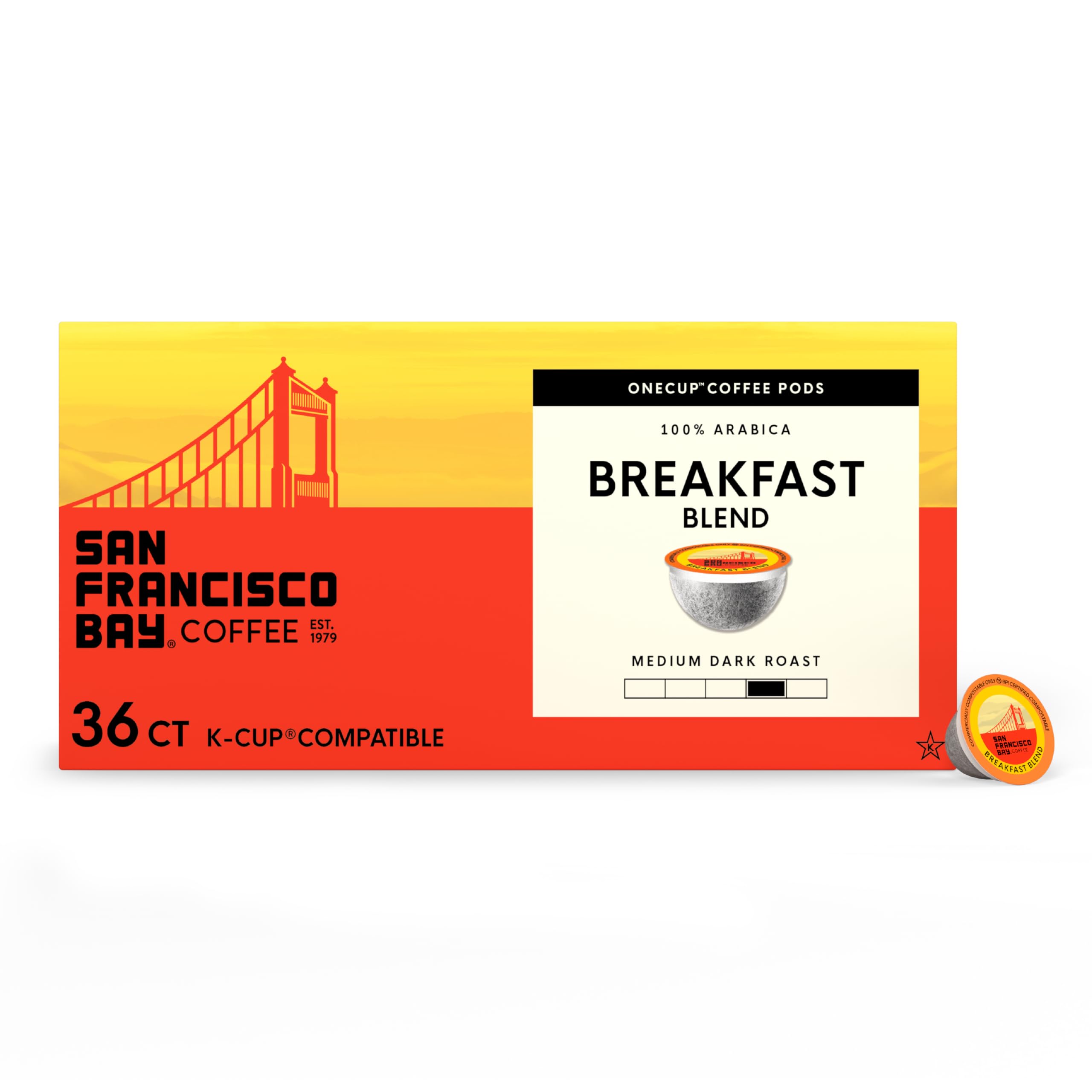 San Francisco Bay Breakfast Blend K-Cup pods ready for quick, effortless brewing.