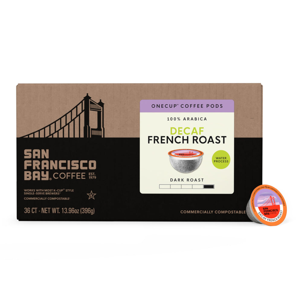 K-Cup compatibility with most single-serve brewers featuring San Francisco Bay decaf.