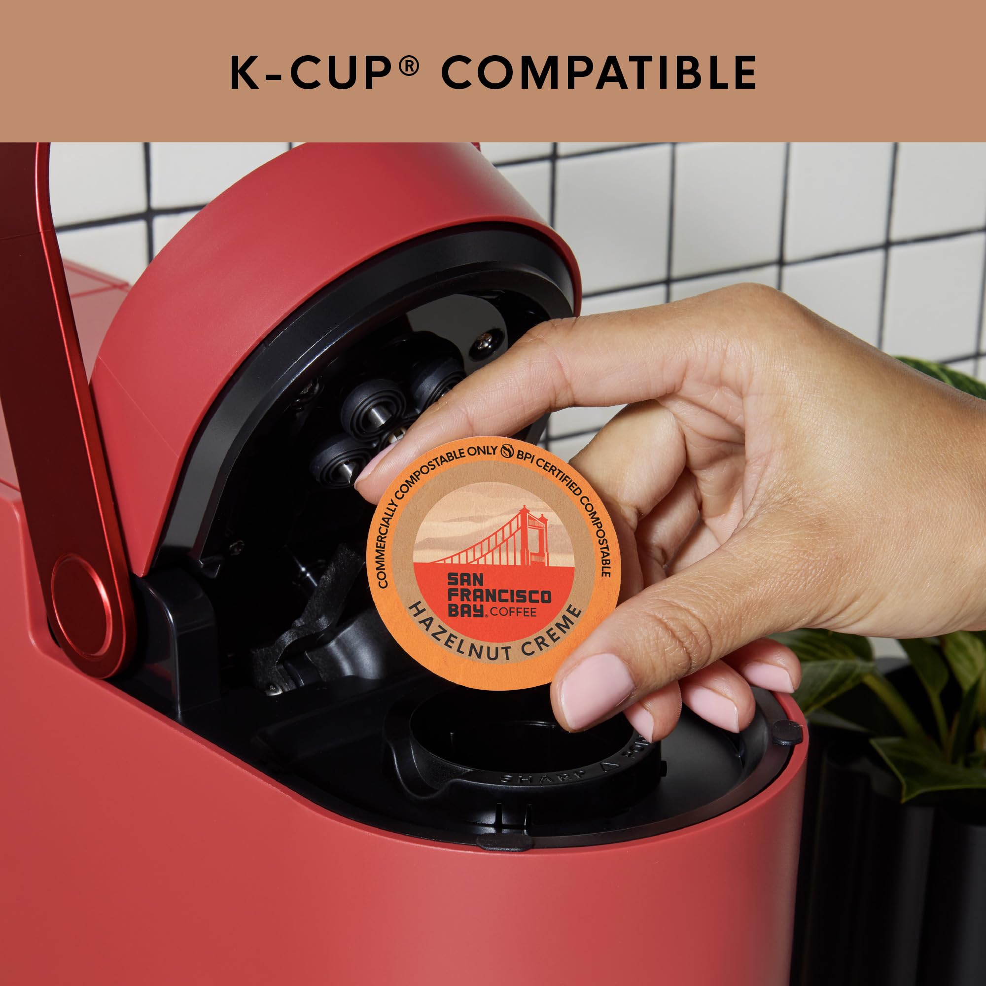 San Francisco Bay plant-based OneCup pod packaging signals sustainable choice.
