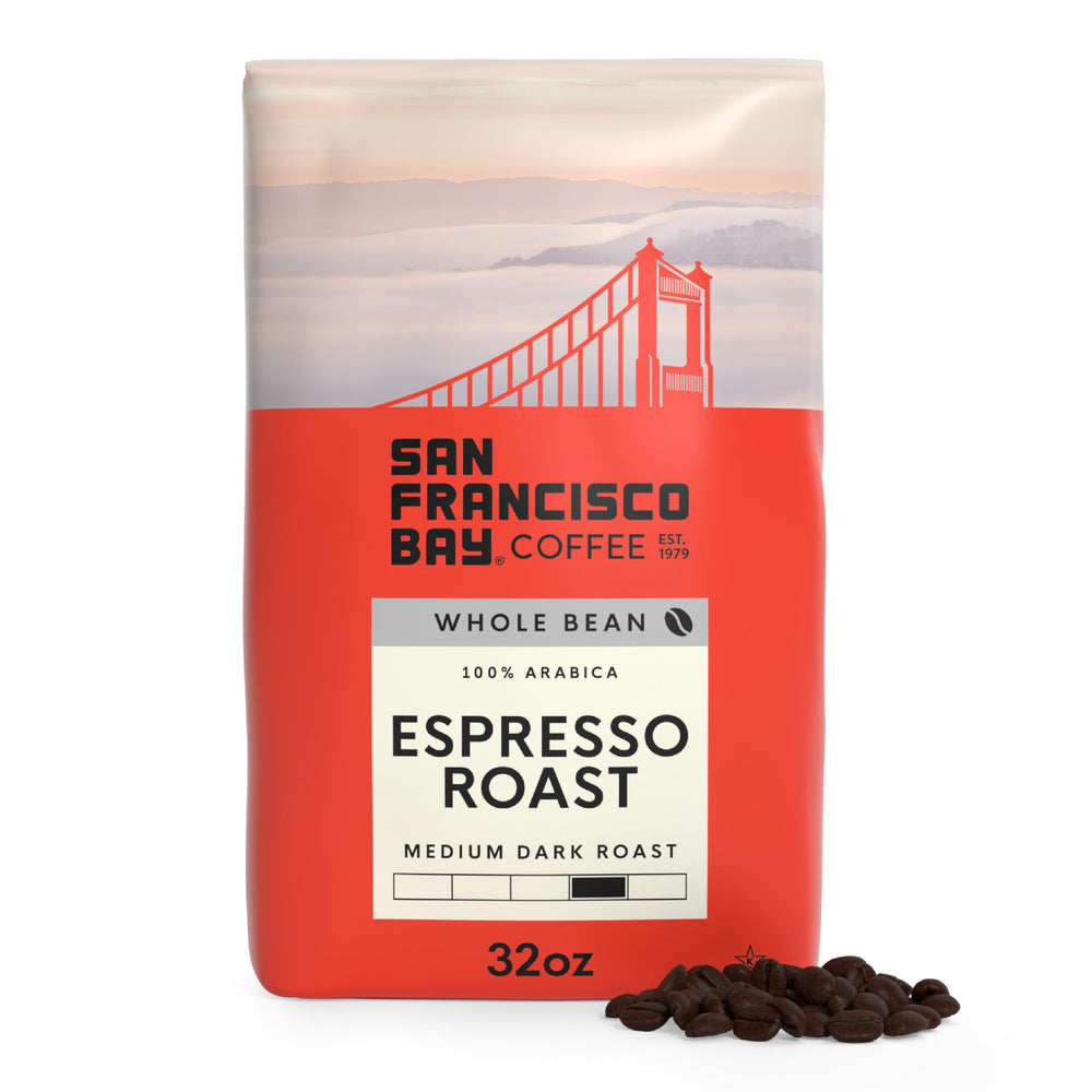 San Francisco Bay Espresso Roast beans deliver a rich, full-bodied cup.