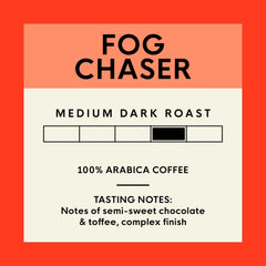 Ground Fog Chaser coffee ready for drip or espresso routines, offering balanced flavor.