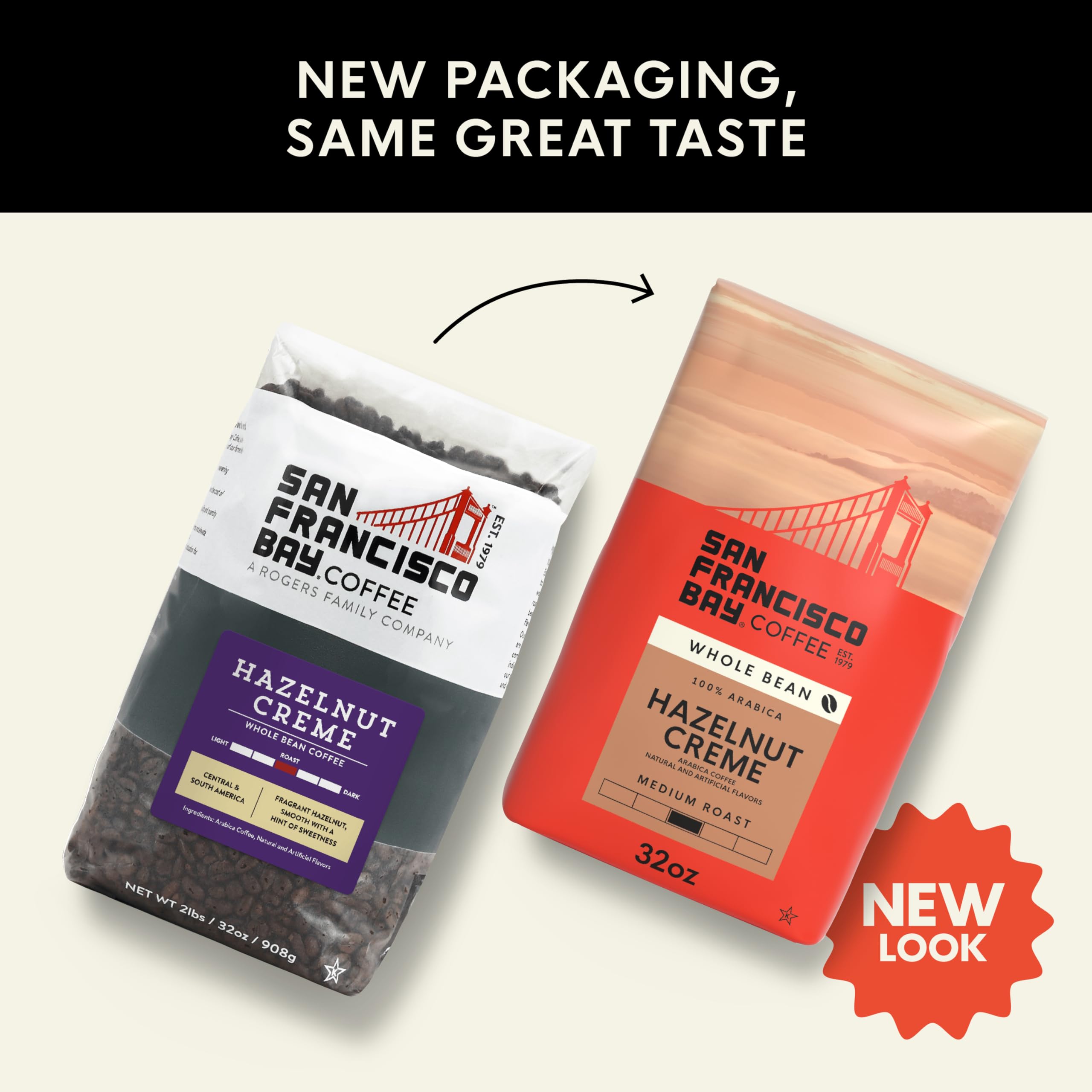 SAN FRANCISCO BAY Hazelnut Creme packaging highlighting sustainable sourcing