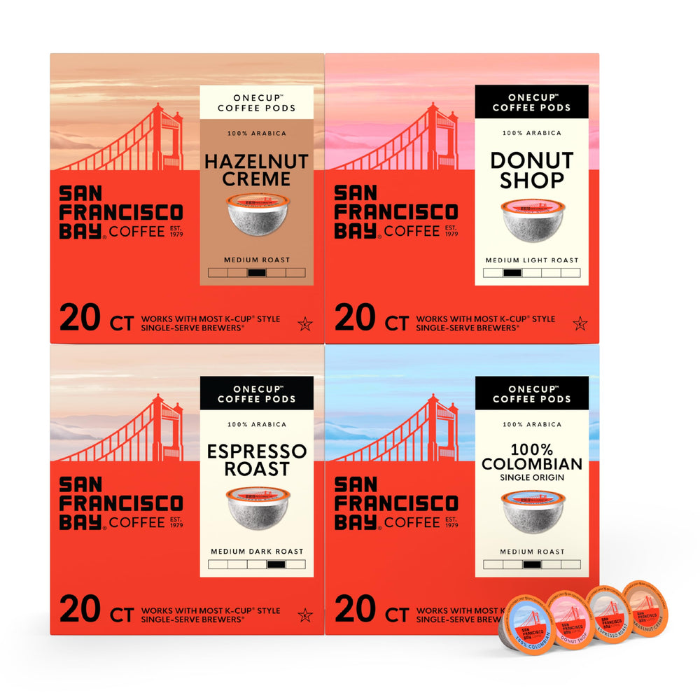 San Francisco Bay K-Cup variety-pack pods arranged for quick, flavorful mornings.