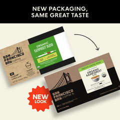 San Francisco Bay Organic Rainforest Blend packaging with certification label.