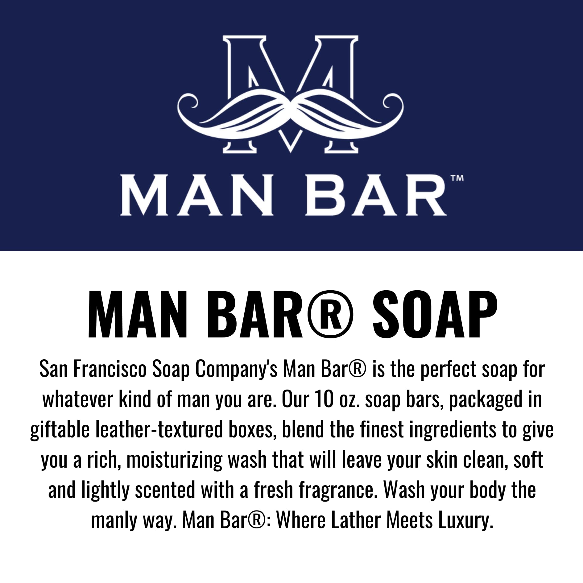 San Francisco Soap Company Man Bar Hydrating Siberian Fir moisturizes during daily showers.
