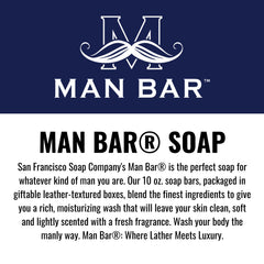 San Francisco Soap Company Man Bar Hydrating Siberian Fir moisturizes during daily showers.