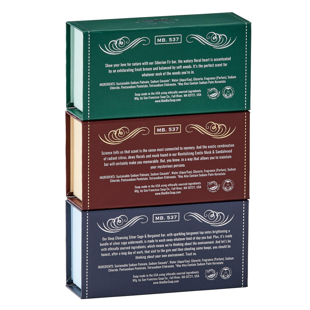 San Francisco Soap Company Man Bar Silver Sage Bergamot deep cleansing and refreshing fragrance.