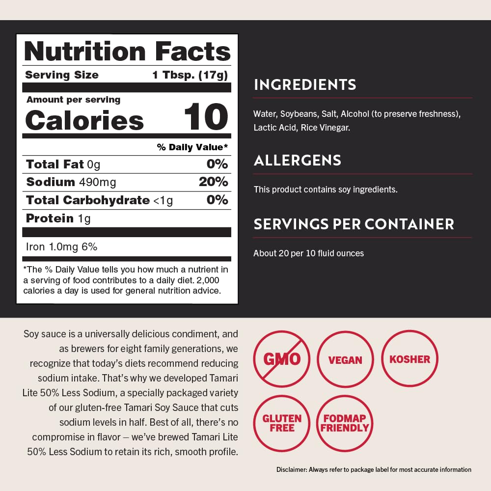 Close-up of the gluten-free label on the San-J Tamari Lite bottle.