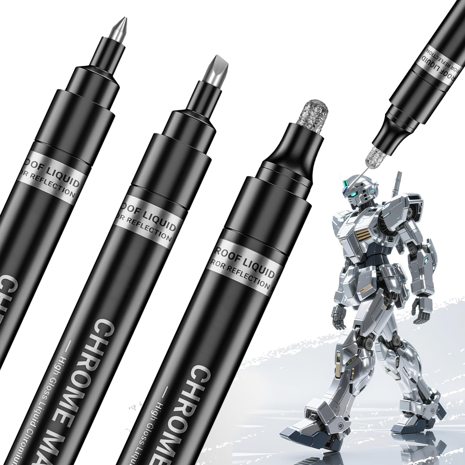 San Jeirie silver liquid mirror marker with 0.7mm tip for precise chrome touch-ups.