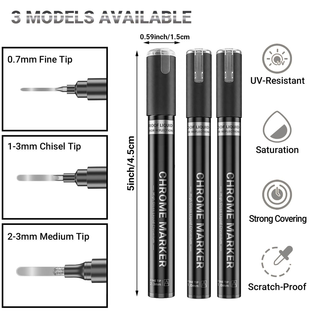 San Jeirie chrome marker with 1-3mm chisel tip for larger chrome surfaces.