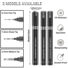 San Jeirie chrome marker with 1-3mm chisel tip for larger chrome surfaces.