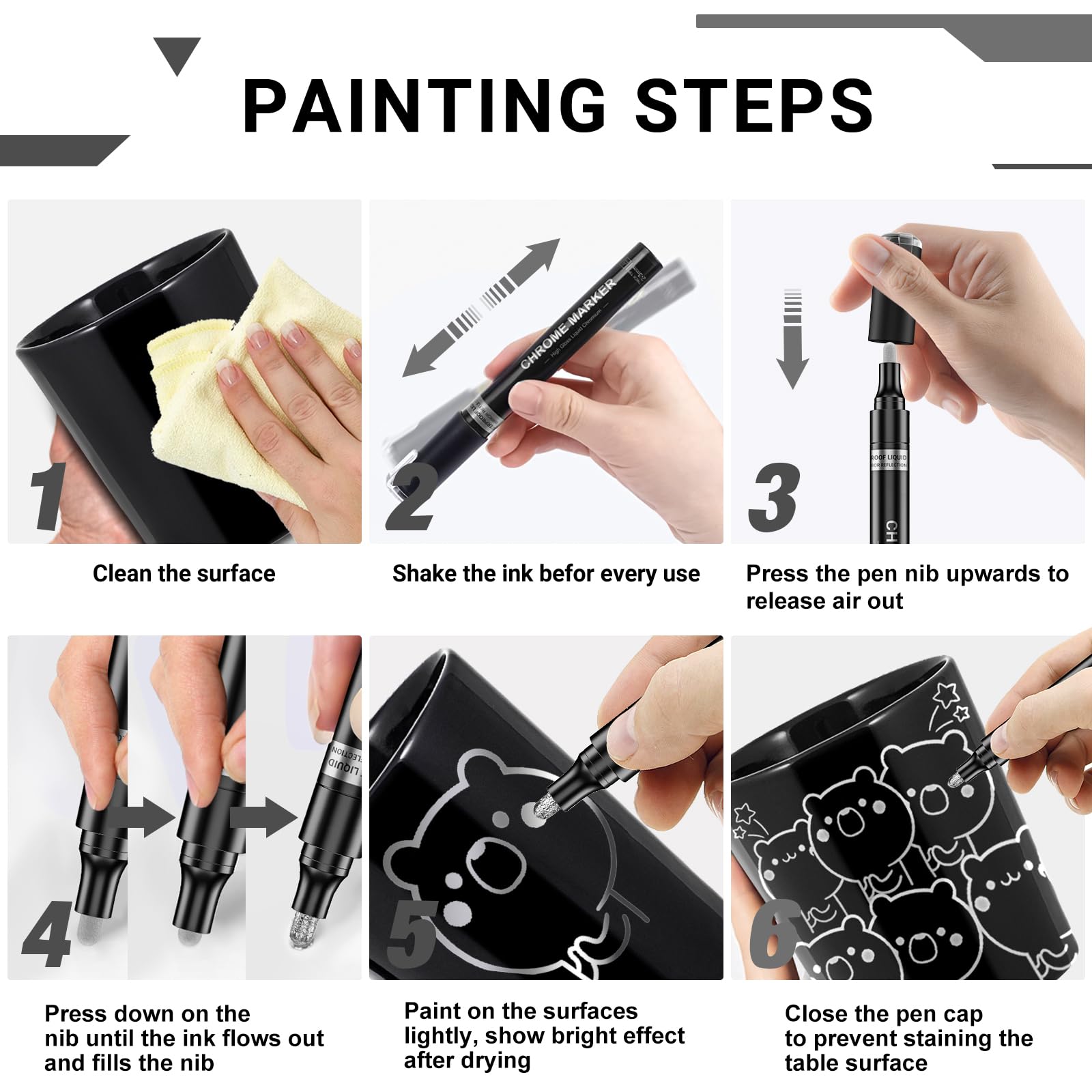 San Jeirie marker tips and drying guidance for best chrome results.
