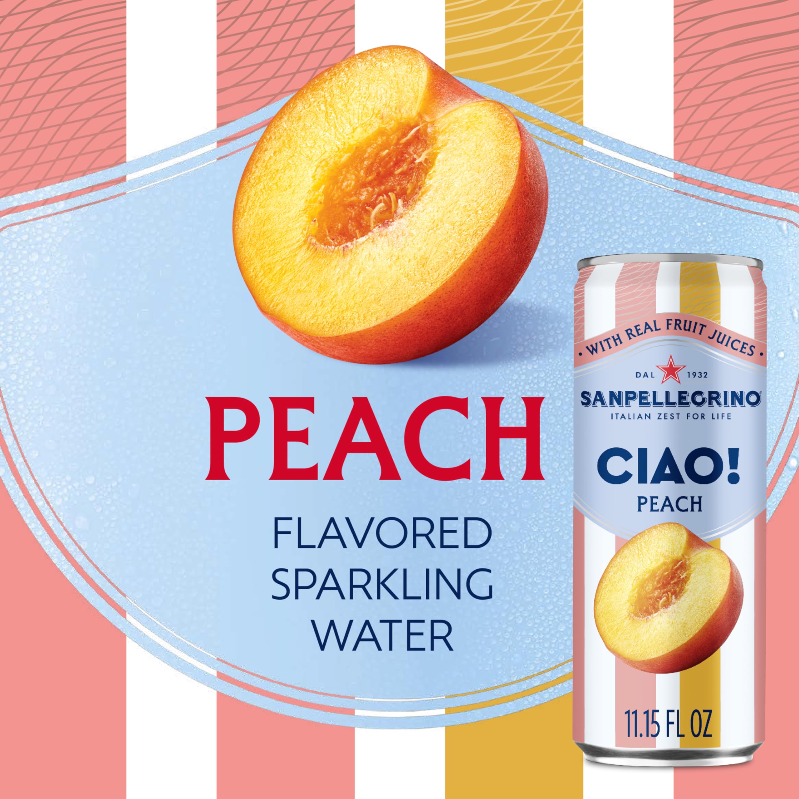 24-pack of San Pellegrino CIAO peach beverages ready for entertaining.