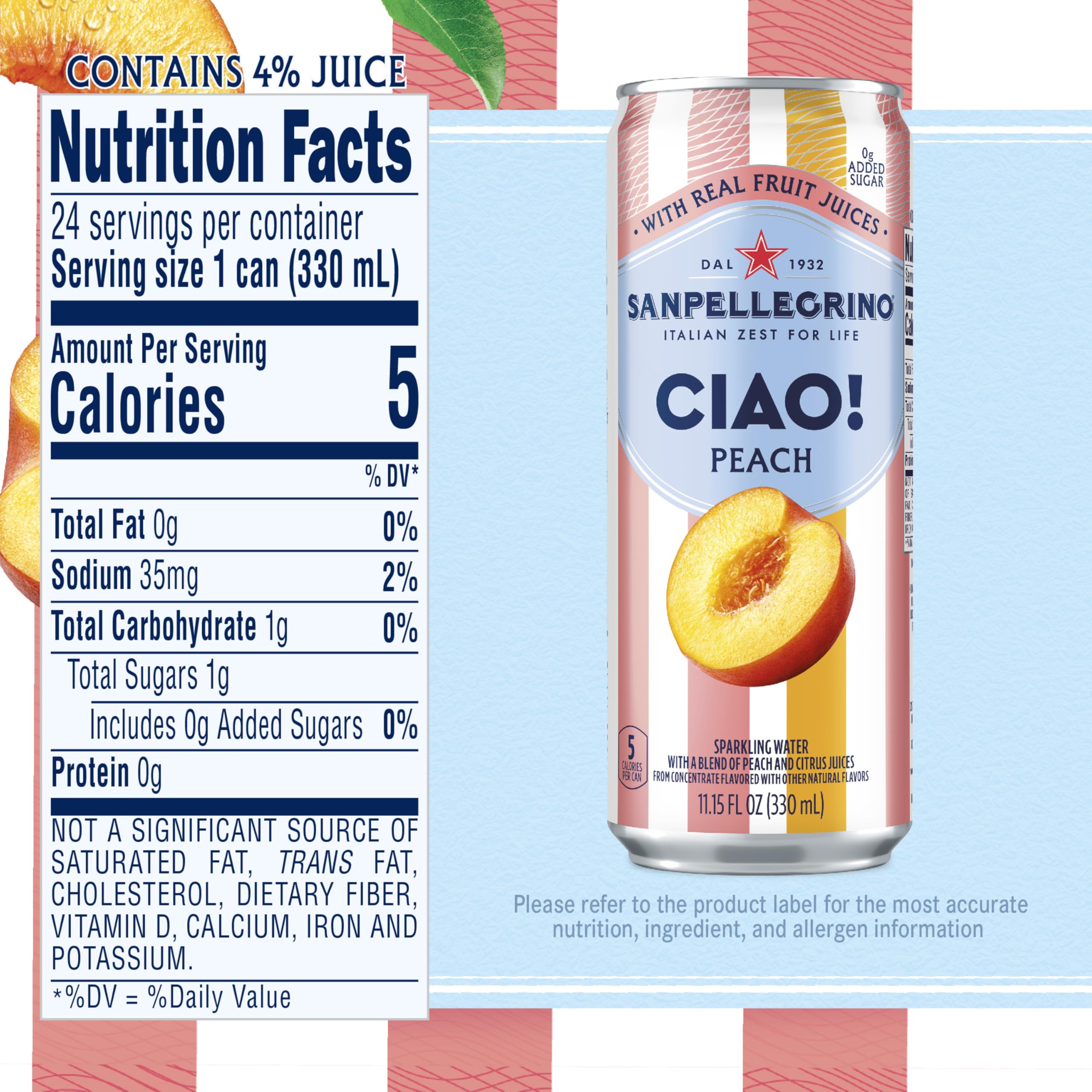 San Pellegrino CIAO peach, served over ice for a refreshing moment.