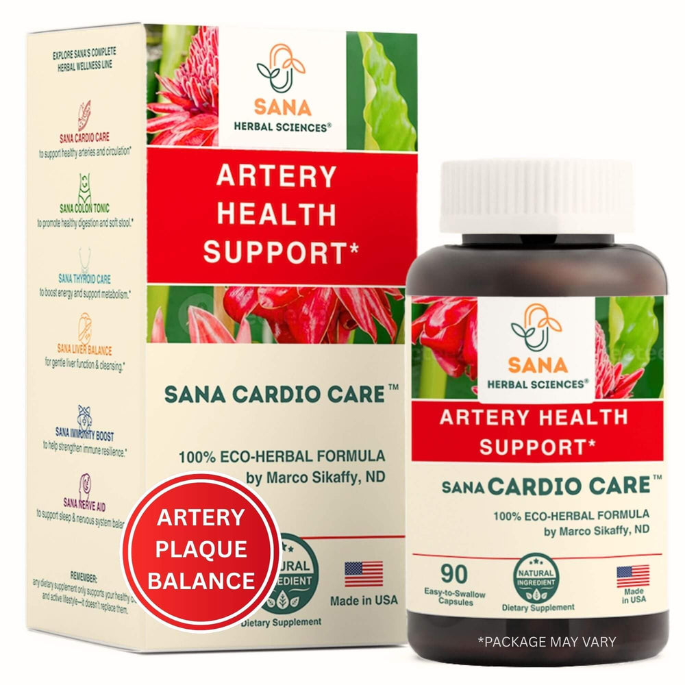 Sana Herbal Sciences Artery Plaque Removal Formula bottle front close-up for daily support