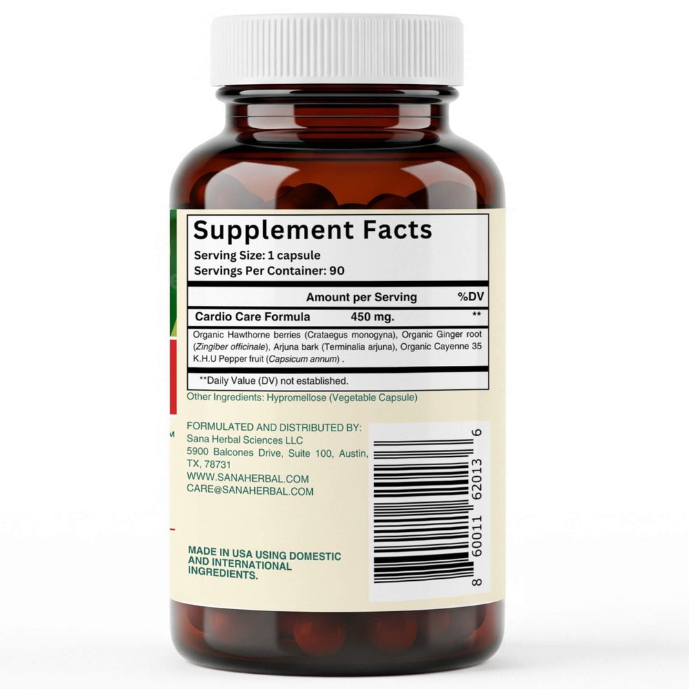 Sana Herbal Sciences Artery Plaque Removal Formula bottle beside heart-rate graphic
