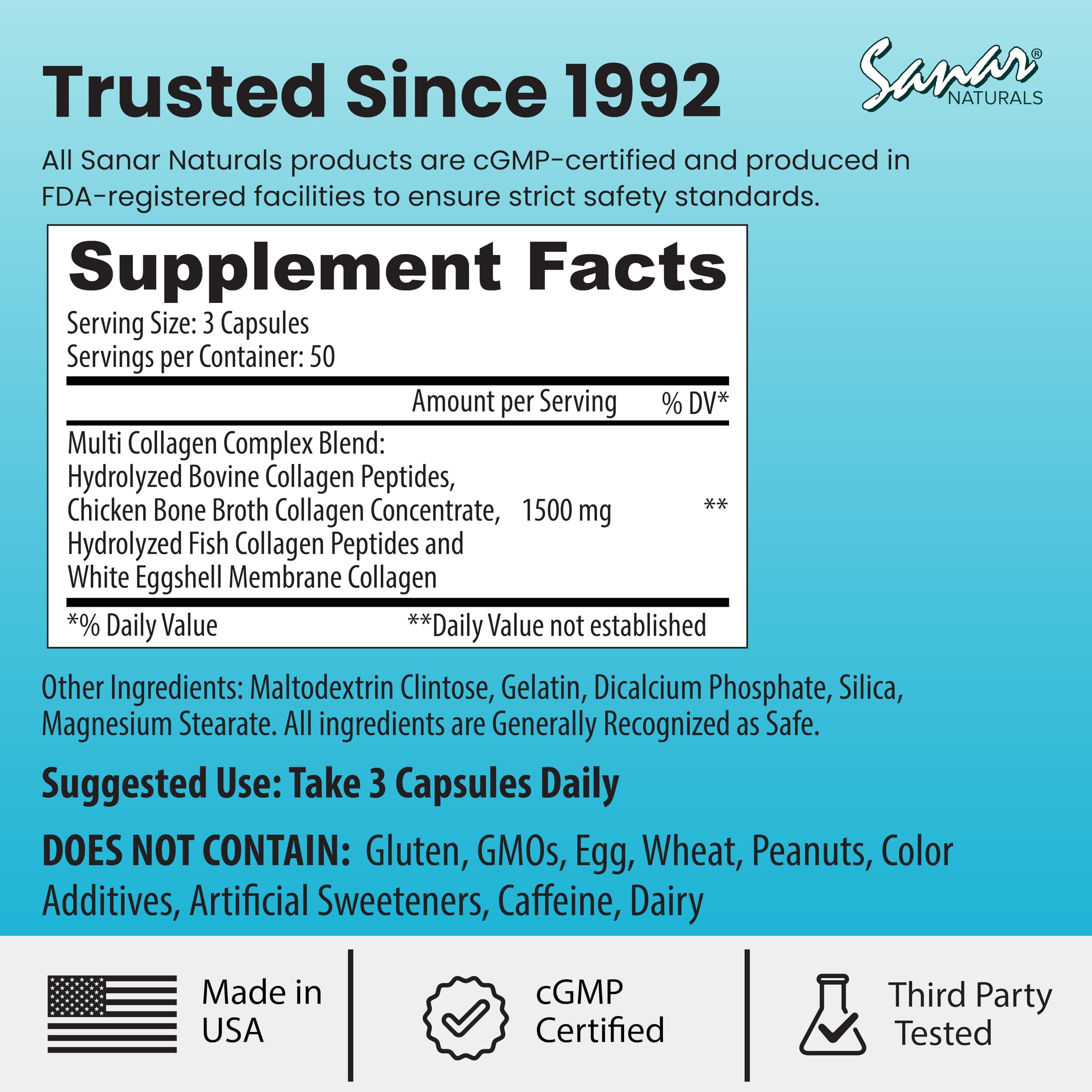 Sanar Naturals capsules dispensing next to a glass of water for easy daily intake