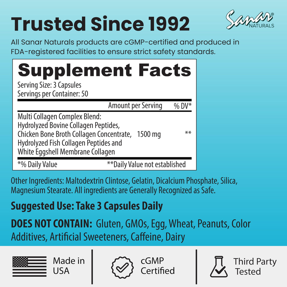 Sanar Naturals capsules dispensing next to a glass of water for easy daily intake