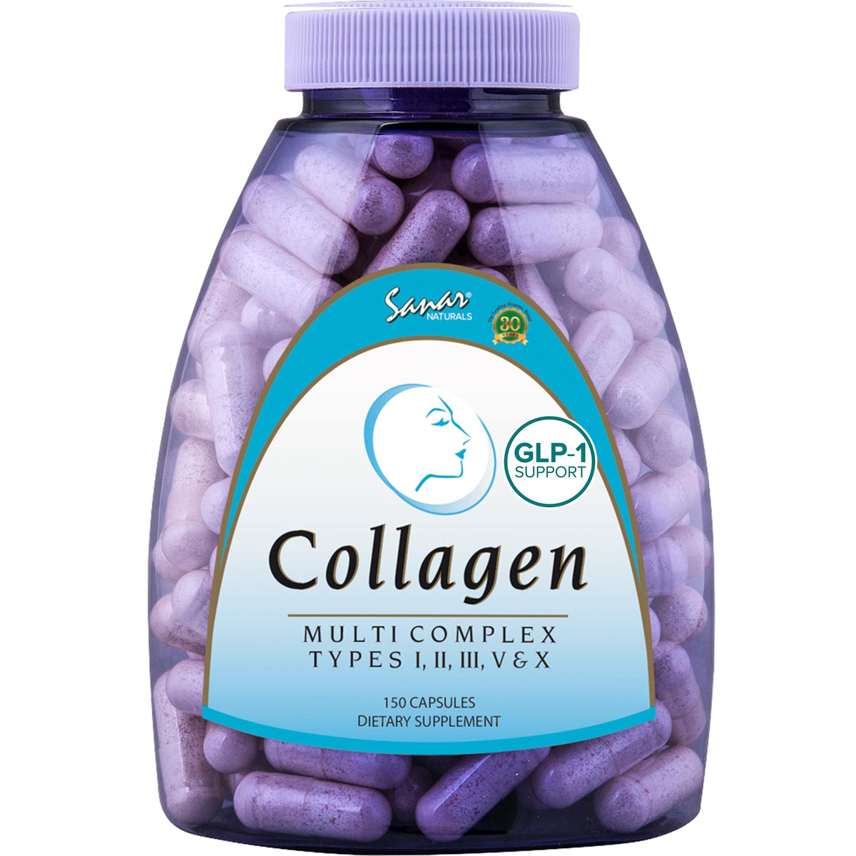 Sanar Naturals Multi Collagen pills bottle front view showing daily use