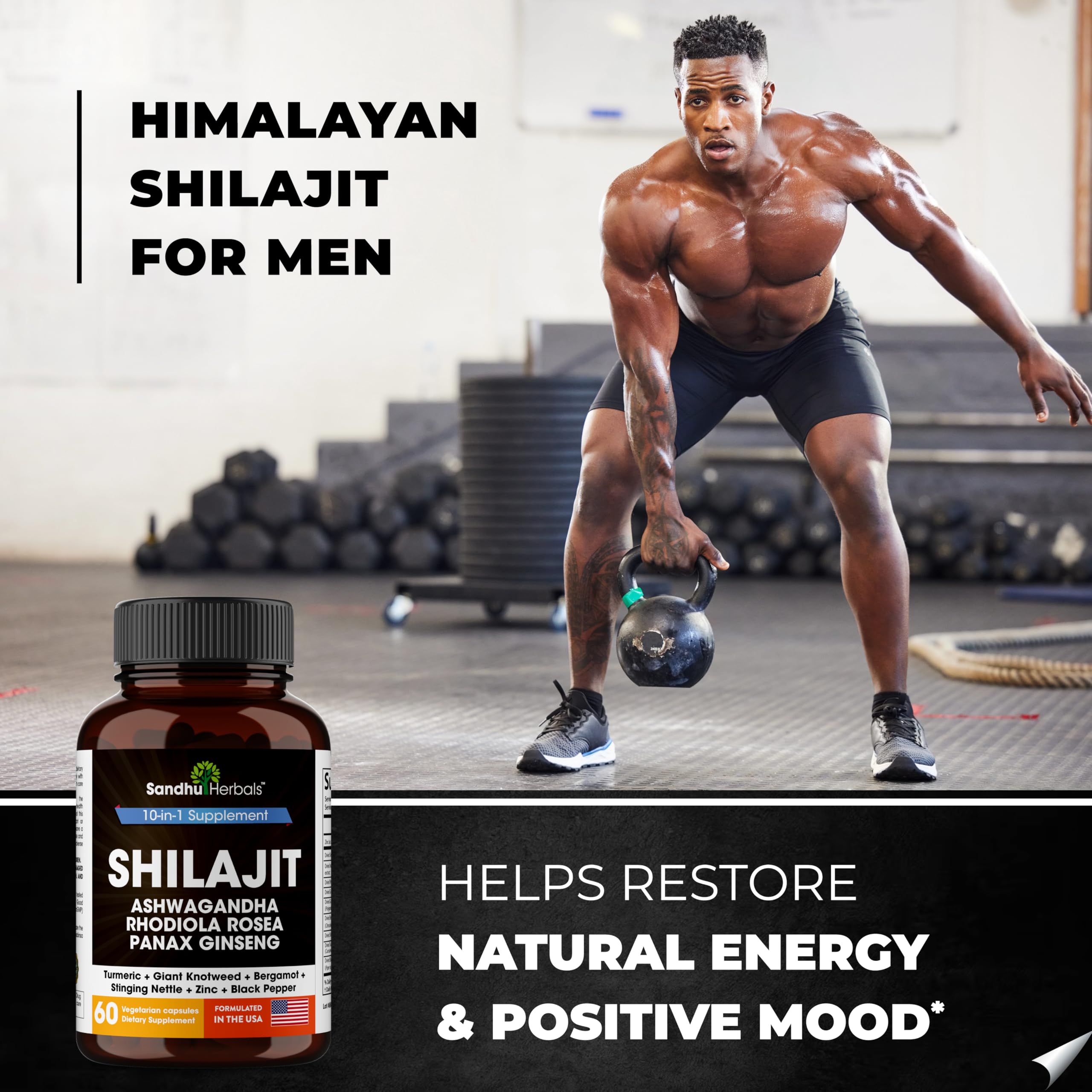 SANDHUHERBALS Rhodiola Rosea capsules highlighting endurance and mental stamina