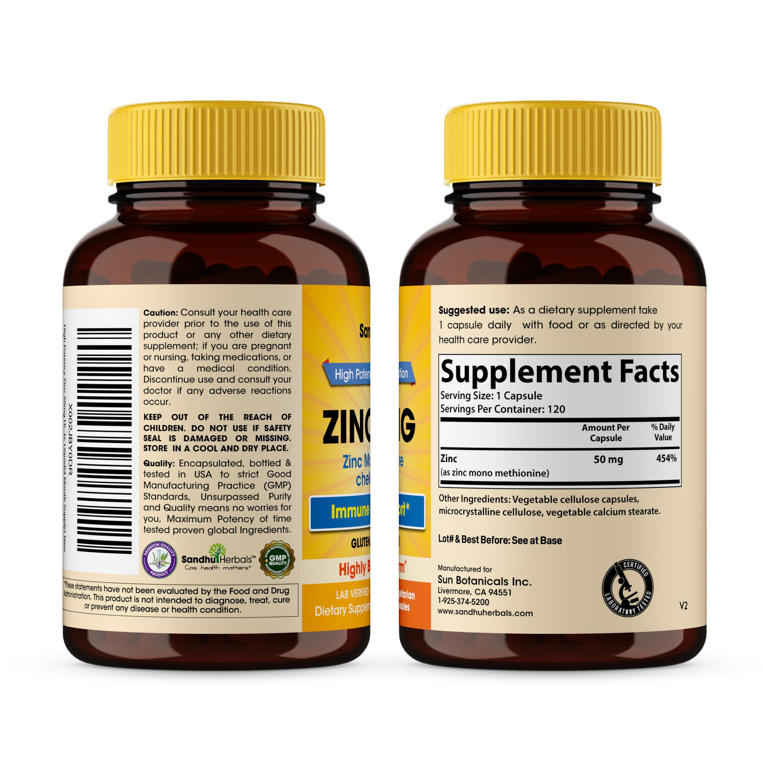Sandhu Herbals Zinc 50mg capsules being poured for daily use
