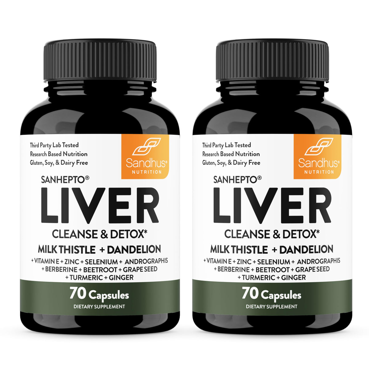 Sandhu's Liver Cleanse bottle with milk thistle boosts daily detox support