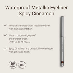 Close-up of brown metallic eyeliner glide showing smooth creamy application