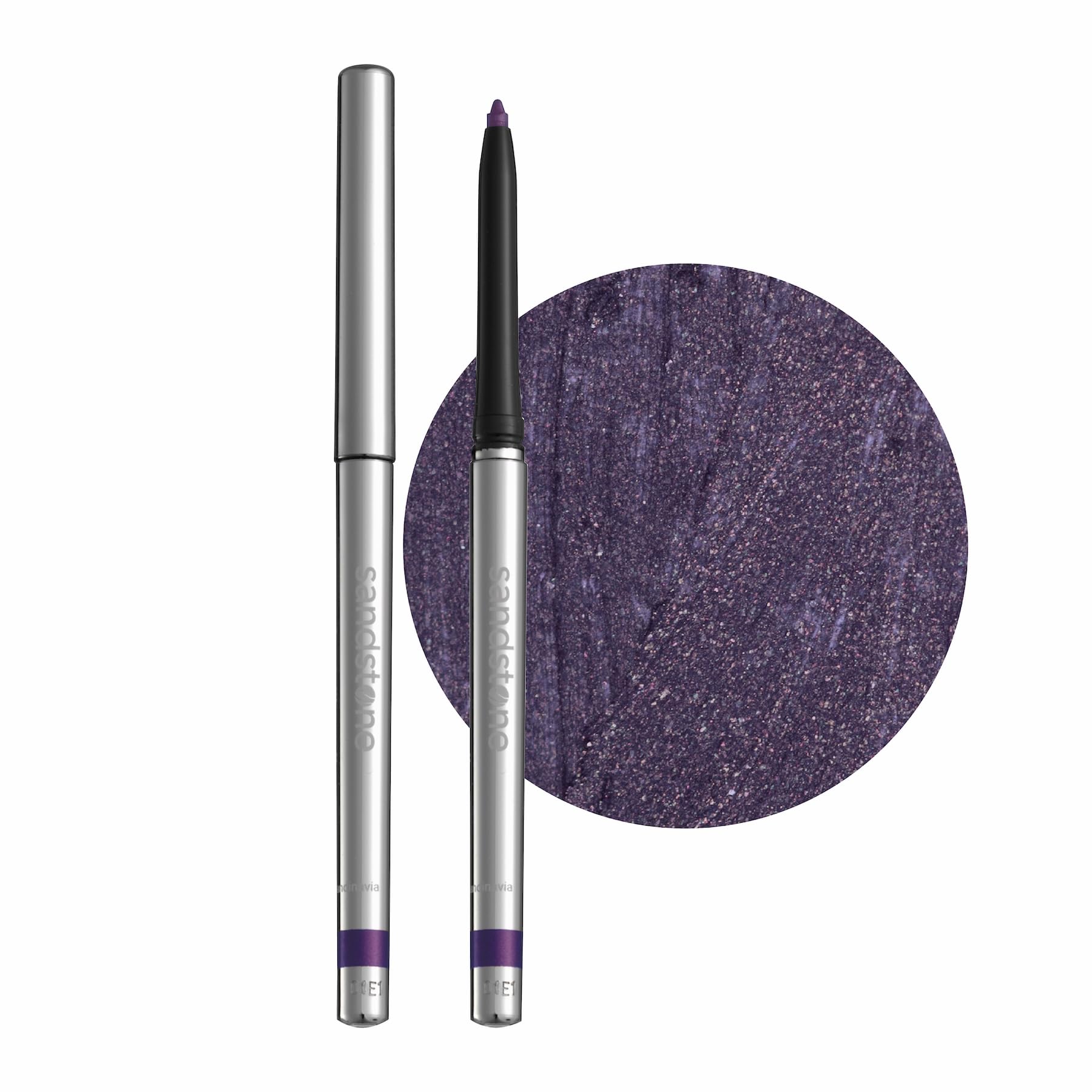 Sandstone Scandinavia Eyeliner Purple close-up shows subtle metallic finish for defined eyes.