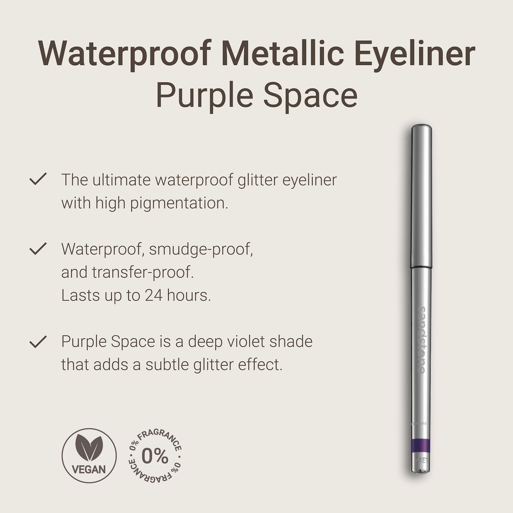 Sandstone Scandinavia Eyeliner Purple swatch demonstrates creamy texture and smooth glide.