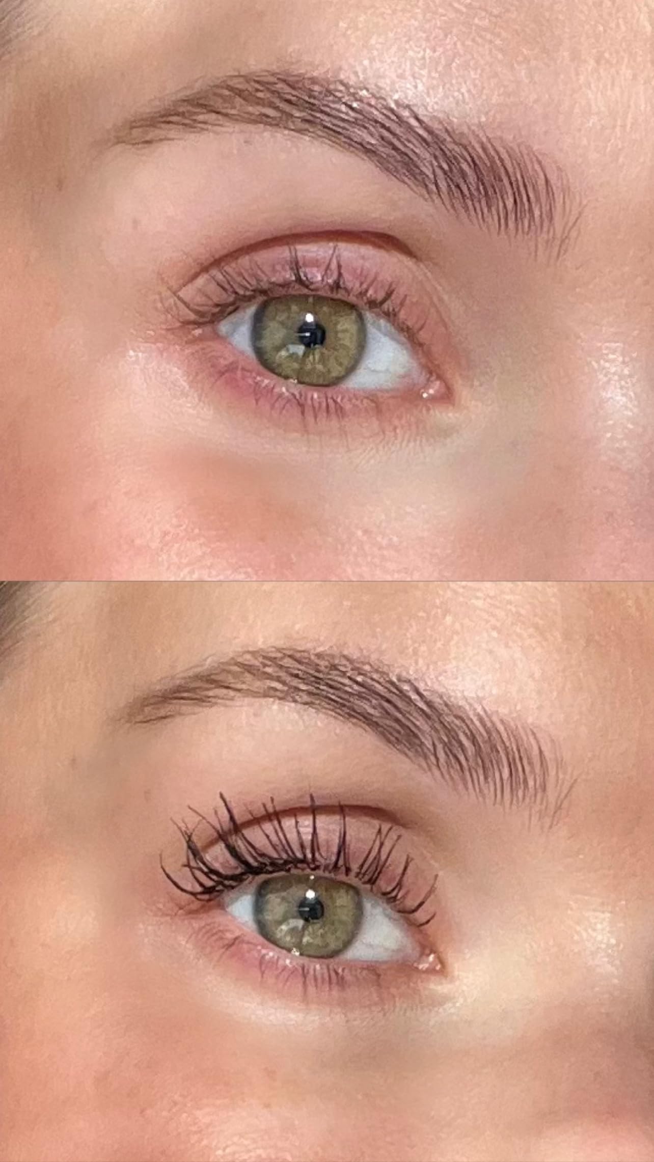 Sandstone Scandinavia mascara on lashes showing length and separation without clumping.
