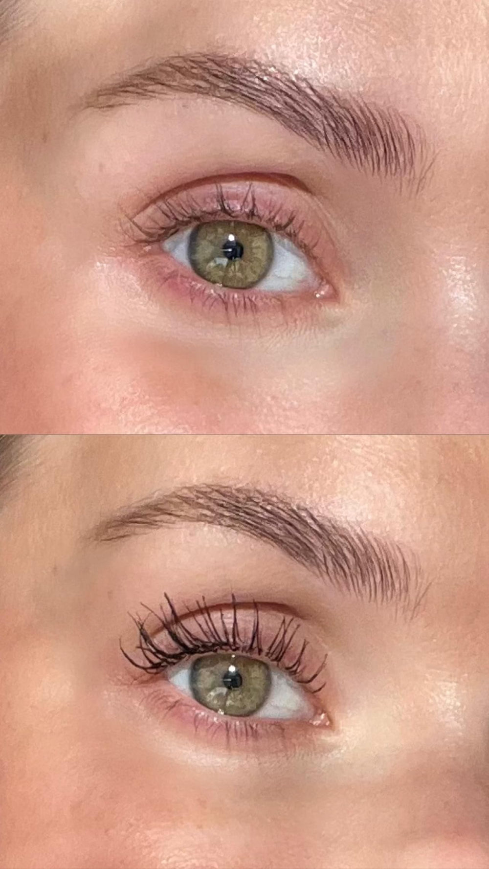 Sandstone Scandinavia mascara on lashes showing length and separation without clumping.